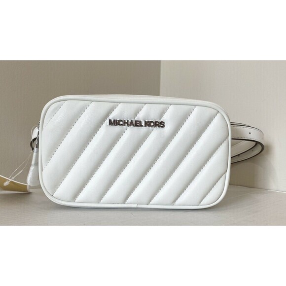New Michael Kors Rose Belt Bag Quilted Optic White - Picture 1 of 6